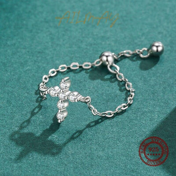 Sparkling AAA+ Zircon Trendy Personality Cross Adjustable Chain Rings - Fine Christian Jewellery - The Jewellery Supermarket